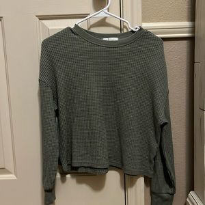 cropped green sweater